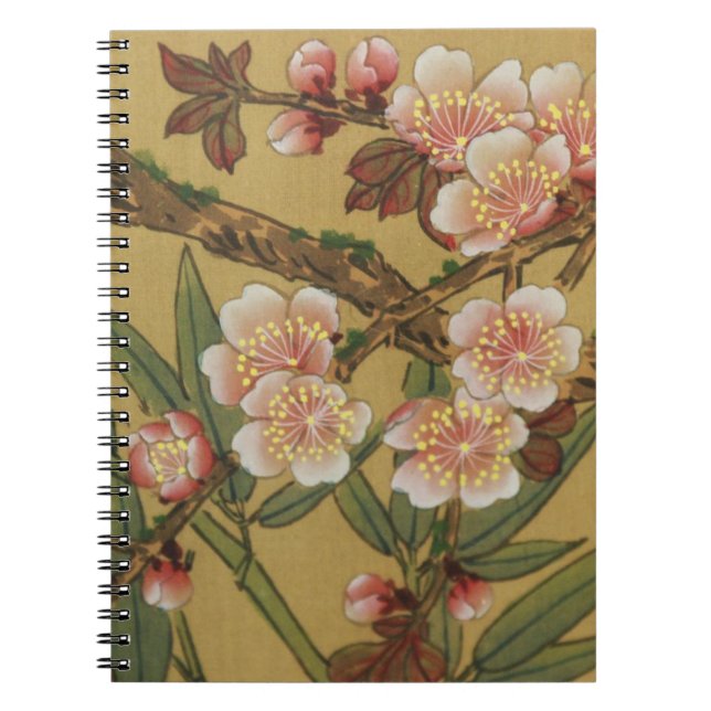 Vintage Cherry Blossoms Asian Japanese Flowers Notebook (Front)