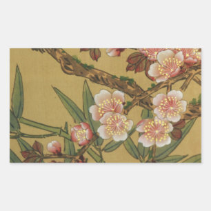 Vintage Cherry Blossoms Asian Japanese Flowers Rectangular Sticker