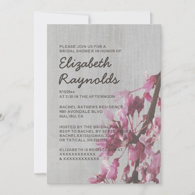 Vintage Cherry Blossoms Bridal Shower Invitations (Front)