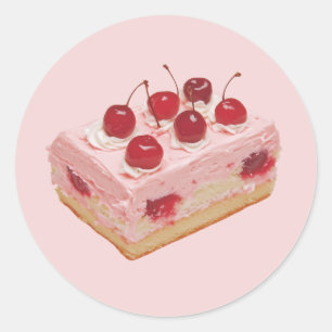 Vintage Cherry Cake Classic Round Sticker