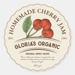 Vintage Cherry Fruit Jam Custom Product Label