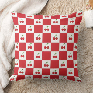 Vintage Cherry Gingham: Coquette Cottagecore Cushion