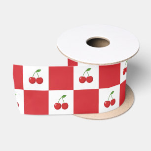 Vintage Cherry Gingham :Coquette & Cottagecore Satin Ribbon