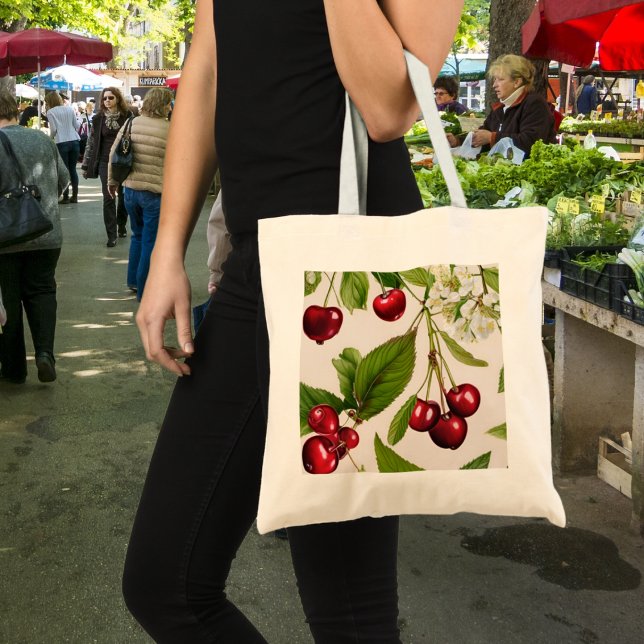 Vintage Cherry Illustration Tote Bag (Creator Uploaded)