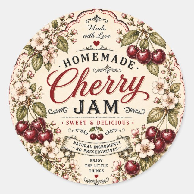 VIntage Cherry Jam Label (Front)