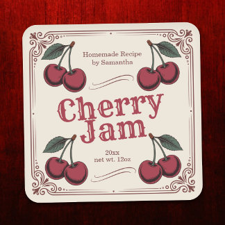 Vintage Cherry Jam Label Sticker