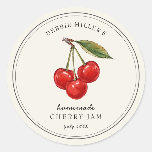 Vintage Cherry preserve Simple Jar Label (Front)