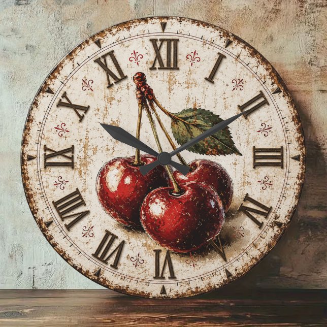 Vintage Cherry  Rustic Farmhouse Kitchen Large Clock (Creator Uploaded)
