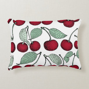 Vintage cherry seamless pattern. Background, patt Decorative Cushion