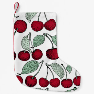 Vintage cherry seamless pattern. Background, patt Small Christmas Stocking