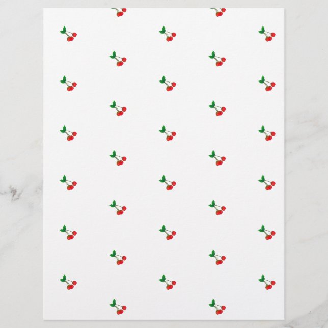 Vintage Cherry Stems Scrapbook Paper (Front)