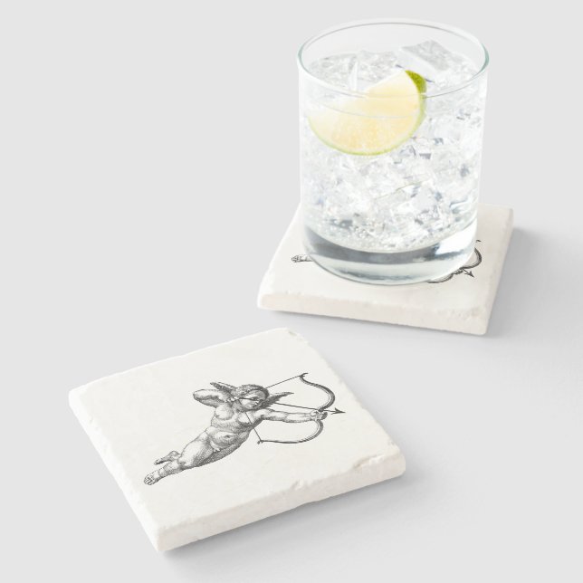 Vintage Cherub Angel Cupid Love Stone Coaster (Side)