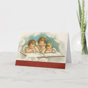 Vintage cherub angels christmas holiday card