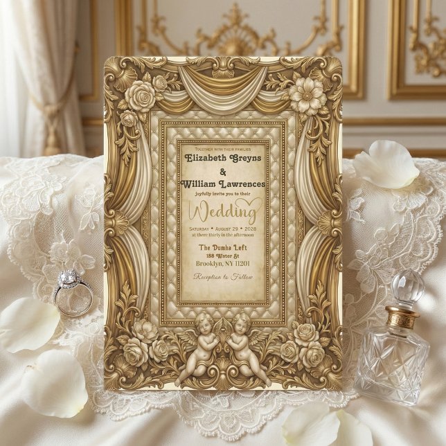 Vintage Cherub Angels Victorian Fairytale Wedding Invitation (Creator Uploaded)