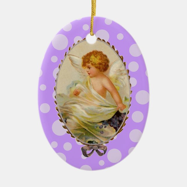 Vintage Cherub Ceramic Tree Decoration (Front)