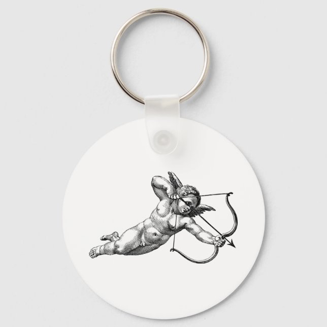 Vintage Cherub Cupid Love Key Ring (Front)