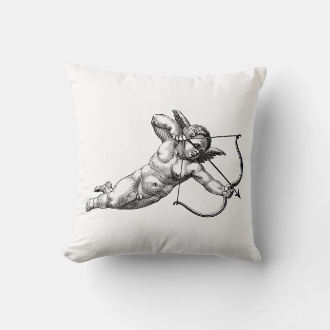 Vintage Cherub Cupid Love Throw Pillow (Front)