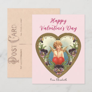 Vintage Cherub Gold Heart Valentine's Day Card