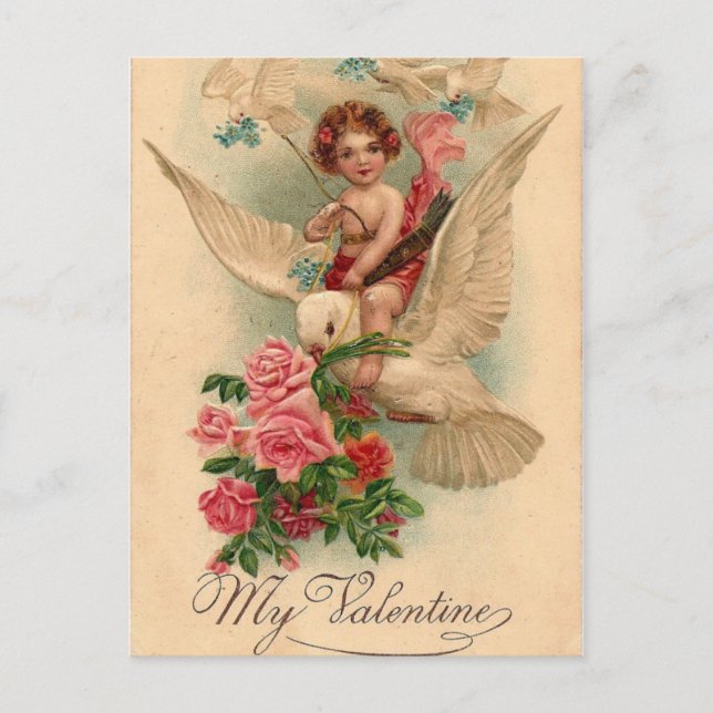 Vintage Cherub My Valentine Holiday Postcard (Front)