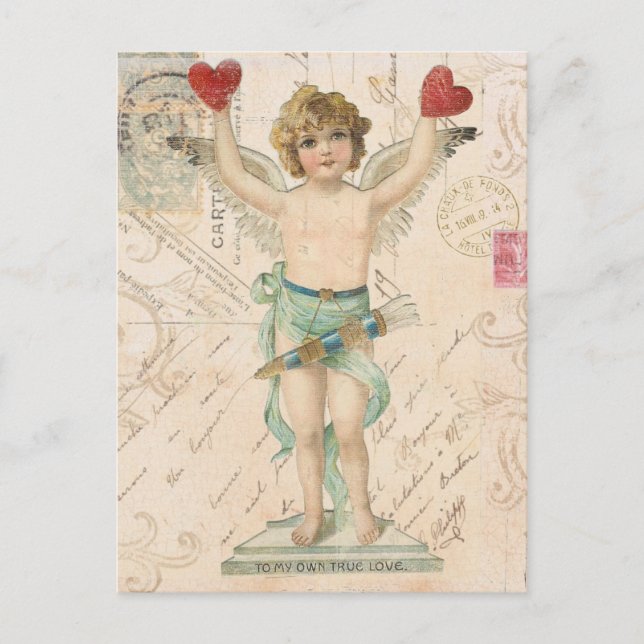Vintage cherub Valentine postcard (Front)