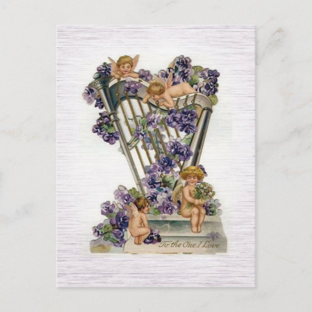 Vintage Cherub with Heart Postcard (Front)