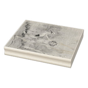 Vintage Cherub with Stork by Lake Rubber Stamp