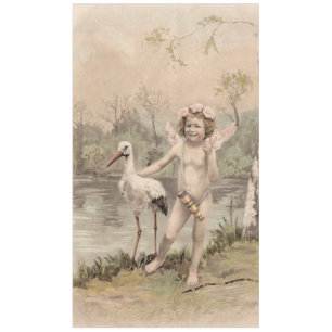 Vintage Cherub with Stork by Lake  Tablecloth