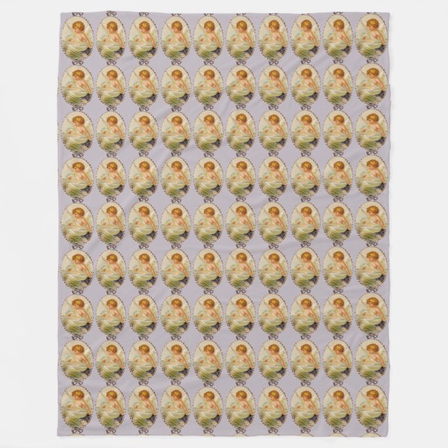 Vintage Cherubs Fleece Blanket (Front)