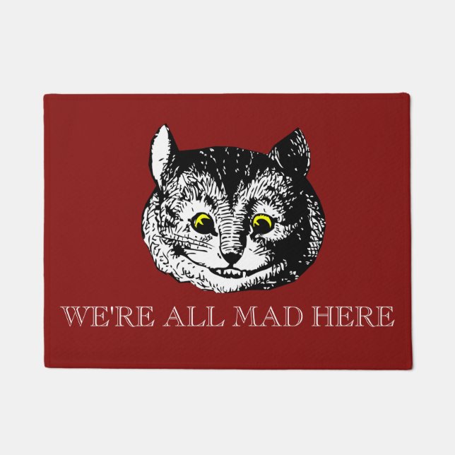 Vintage Cheshire Cat All Mad Here Doormat (Front)
