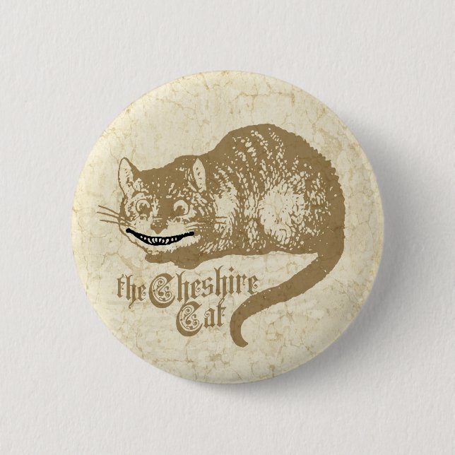 Vintage Cheshire Cat Illustration 6 Cm Round Badge (Front)