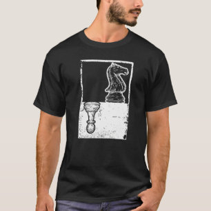 Vintage Chess Chessboxing Pawn And Knight Shadow T-Shirt