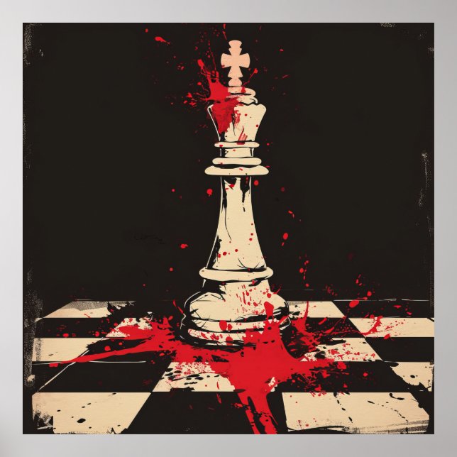 Vintage Chess King Illustration Poster (Front)