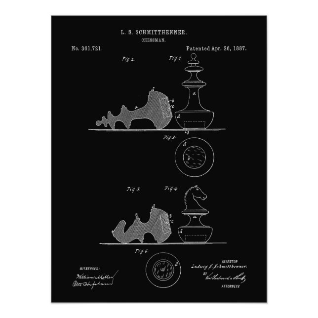 Vintage Chess Pieces Patent Blueprint Photo Print (Front)