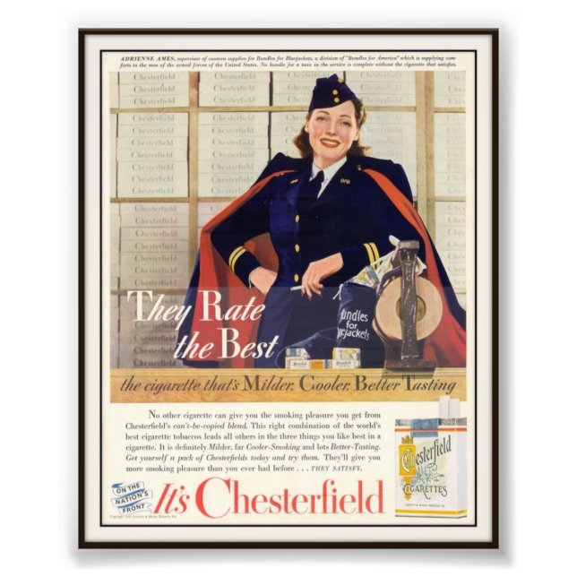 Vintage Chesterfield Cigarette Advertising 1942 Photo Print (Front)