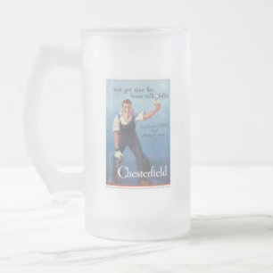 Vintage Chesterfield Cigarettes Advertisement Frosted Glass Beer Mug