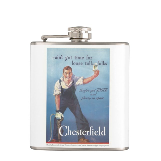 Vintage Chesterfield Cigarettes Advertisement Hip Flask (Front)
