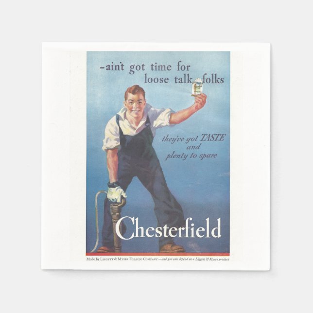 Vintage Chesterfield Cigarettes Advertisement Napkin (Front)