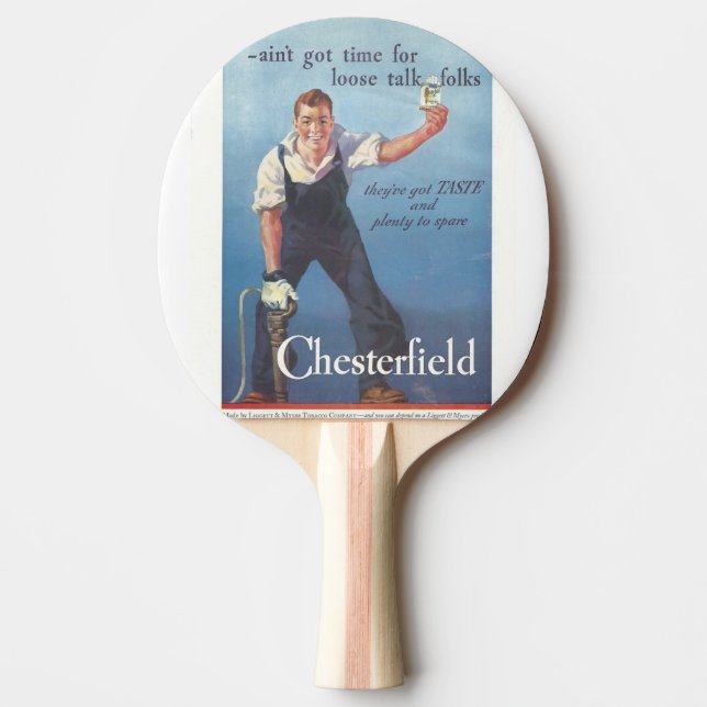 Vintage Chesterfield Cigarettes Advertisement Ping Pong Paddle (Front)