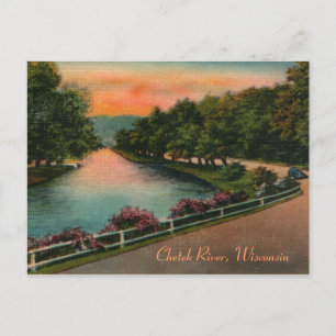 Vintage Chetek River Wisconsin Postcard