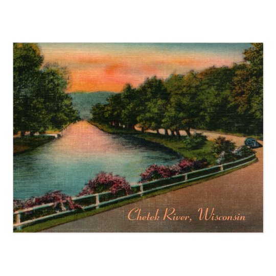 Vintage Chetek River Wisconsin Postcard