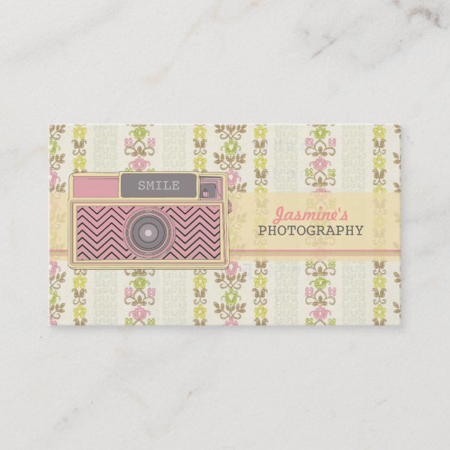 Vintage Chevron Camera Photography Business Cards (Front)