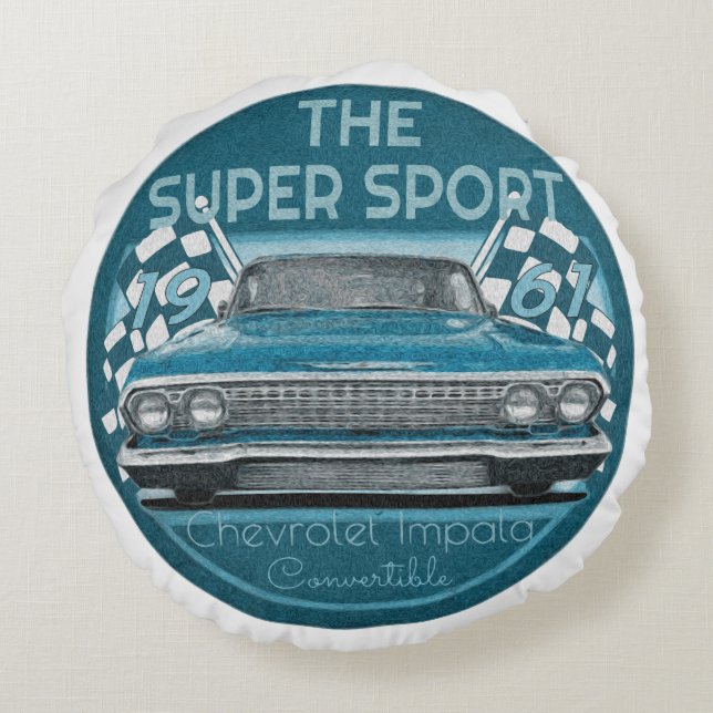 Vintage Chevy Round Cushion (Back)