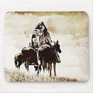 Vintage Cheyenne Warriors on Horseback mouse pad