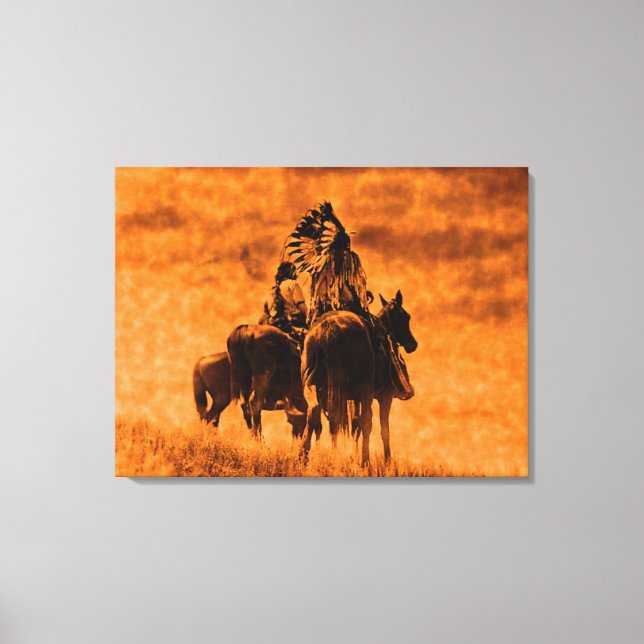 Vintage Cheyenne Warriors Wrapped Canvas Print (Front)