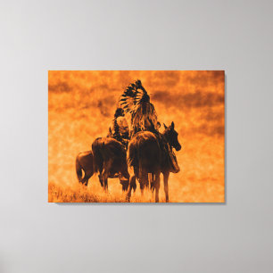 Vintage Cheyenne Warriors Wrapped Canvas Print