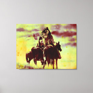 Vintage Cheyenne Warriors Wrapped Canvas Print