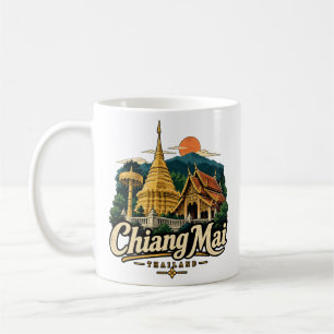 Vintage Chiang Mai Thailand Travel Art Landmark Coffee Mug