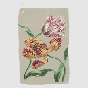 Vintage Chic 18th Century Botanical Tulip Art Golf Towel