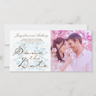 Vintage Chic Aqua Floral Flourish Save The Date