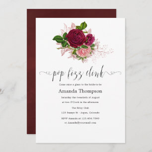 Vintage Chic Blush and Burgundy Pop Fizz Clink Invitation